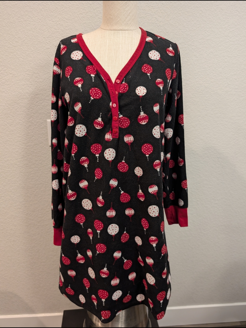 Charter Club Black Nightshirt with Red and White Balloon Motif